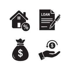 Home loan approval icons set financial services business money management mortgage concepts