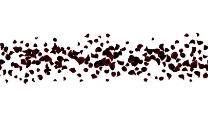 Horizontal seamless border with black rose petals vector illustration on transparent background