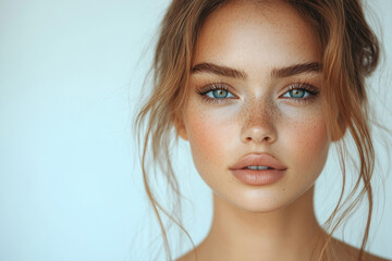 Naklejka premium Modern Studio Portrait Highlighting Feminine Elegance and Glow