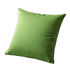 A single square green pillow isolated on a black background in a studio shot with soft lighting