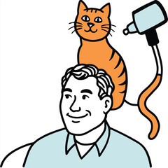 men and cat funny post