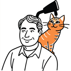 men and cat funny post