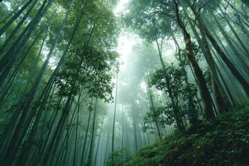 Whispers of the Forest A Serene Bamboo Grove Reaching for the Sky