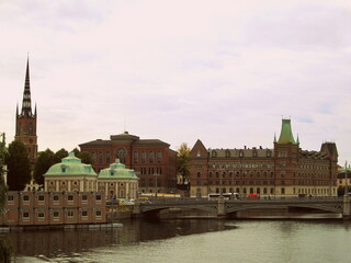 Obraz premium Stockholm Old Town and Waterfront with Autumn Colors