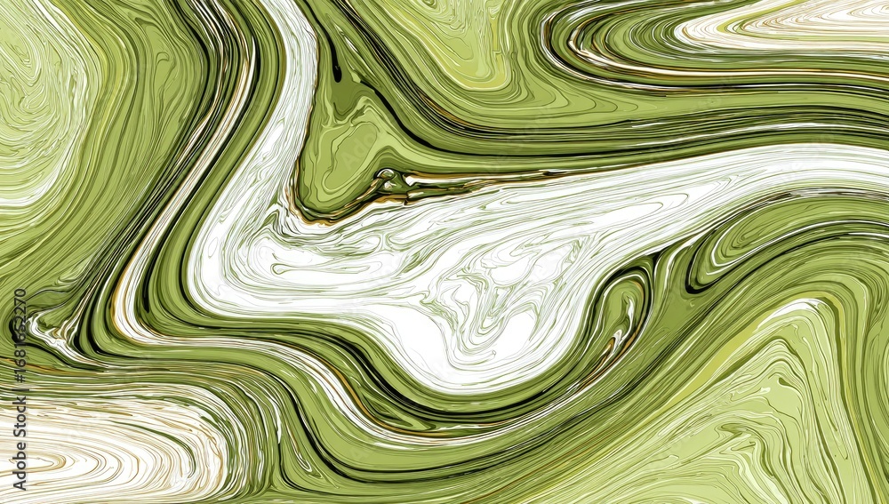 Aufkleber a captivating abstract design featuring flowing, intertwined lines of various shades of green and wh