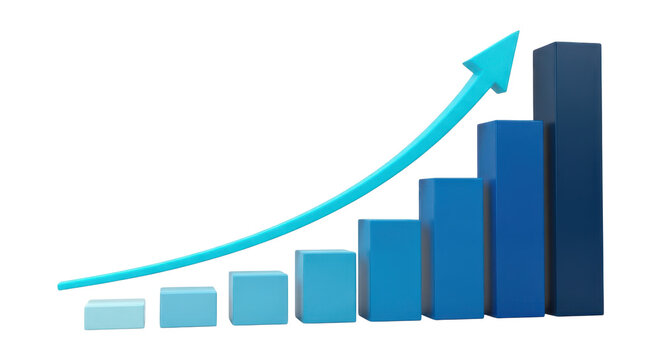 Growth chart arrow going up isolated on transparent background