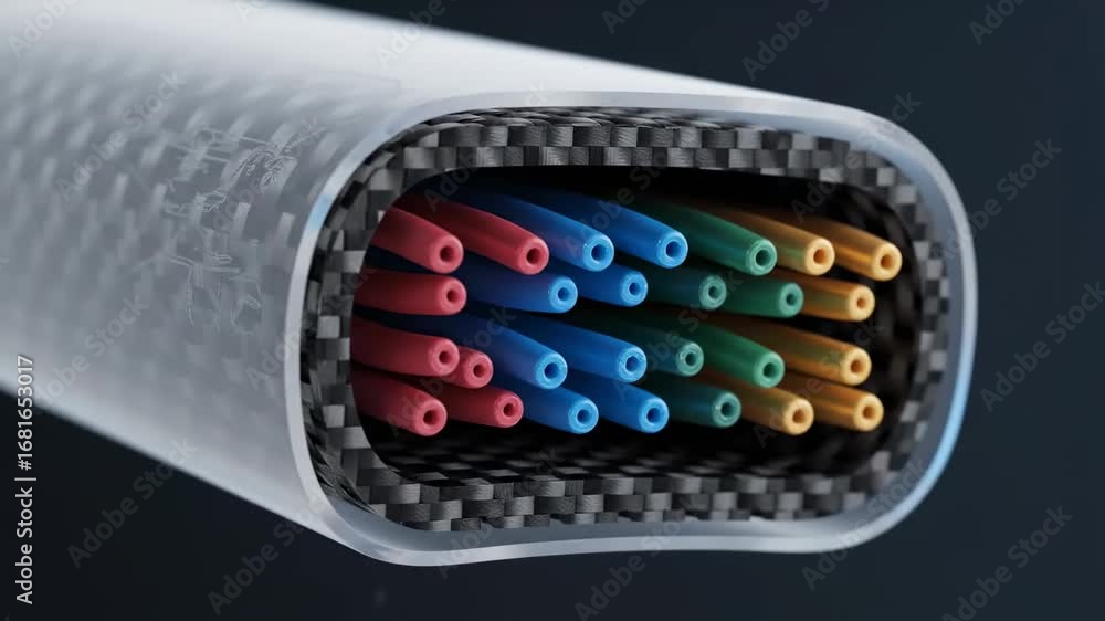 Poster high-tech data cable cross-section - a detailed cross-section view of a technologically advanced dat