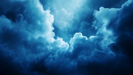 Dark blue clouds move across the sky, creating a dramatic and moody atmosphere. - Powered by Adobe