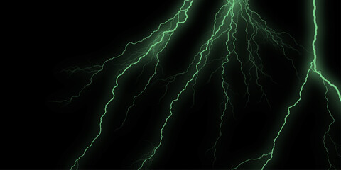 Black marble natural pattern for background, abstract natural marble black and green for design. Massive lightning bolt with branches isolated on black background.