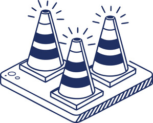 Modern clean icon symbolizing traffic safety cones for construction vector