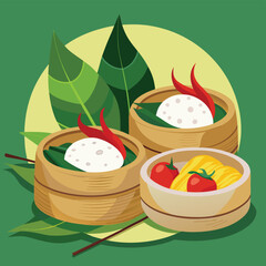 Healthy and fresh traditional breakfast with rice, vegetable and cheese salad on a white table