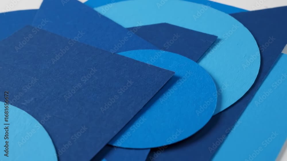 Poster abstract blue layered paper shapes - an abstract composition featuring overlapping textured blue pap