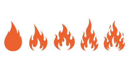 Dynamic fire element collection set five vivid realistic flame shapes for various design needs