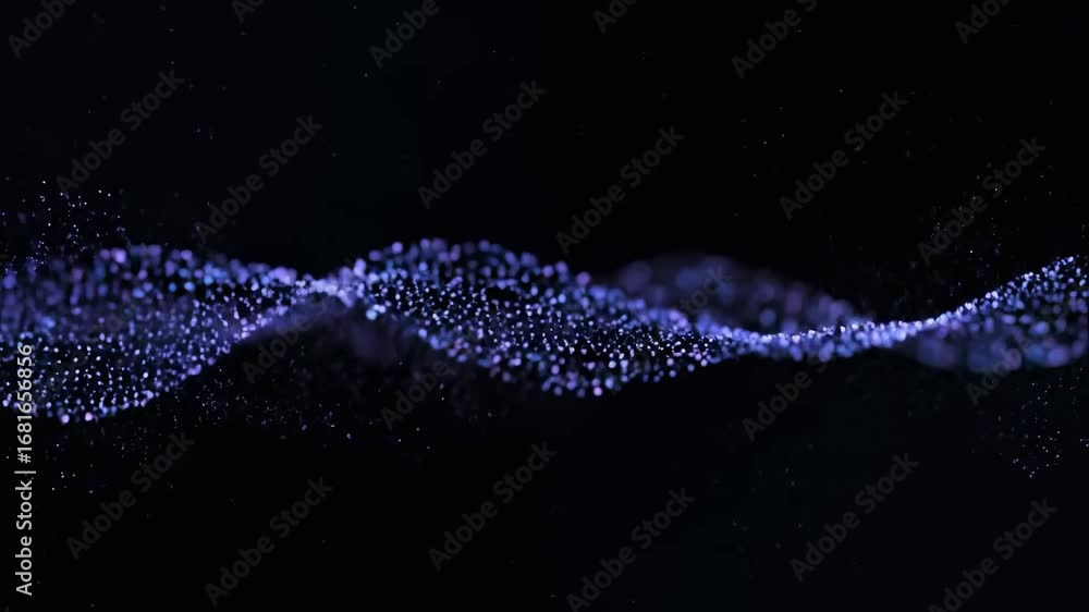 Aufkleber abstract purple particle wave on dark background - a dynamic wave of purple particles flows across a