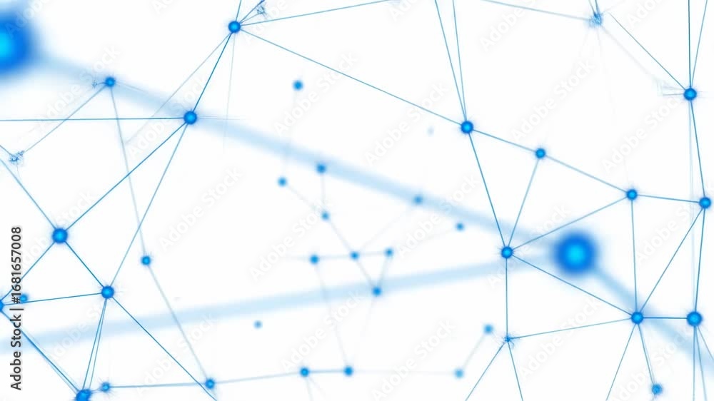 Poster abstract blue network connection - glowing blue nodes and lines form a dynamic interconnected web ag