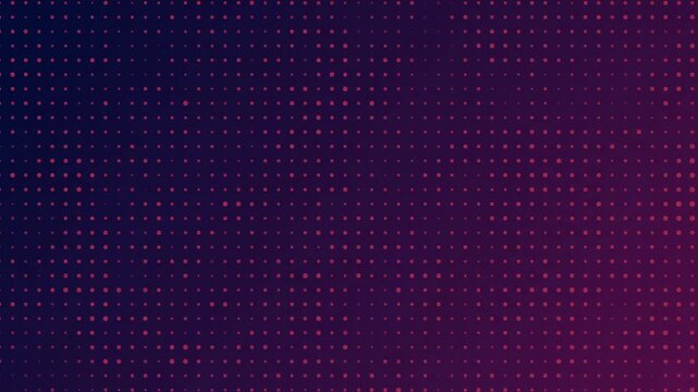 Abstract Dotted Purple Background - Seamless loop animation of an abstract background featuring a regular pattern of small, evenly spaced pink dots on a dark purple gradient backdrop.