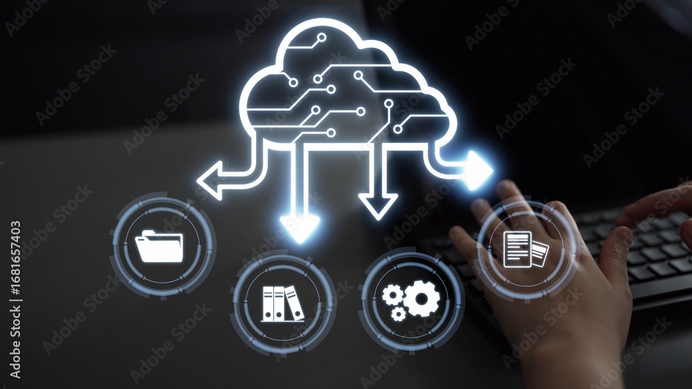 Aufkleber cloud computing, cloud strategy, and cloud technology transforming digital infrastructure with scala