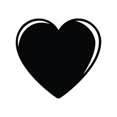 Solid Black Heart Shape with White Outline on a White Background