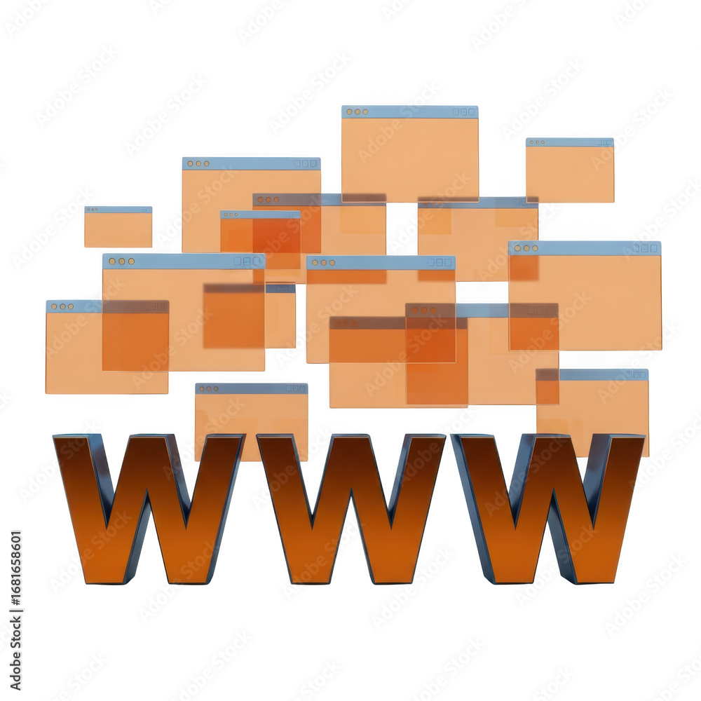 Fototapete www text with browser windows isolated on transparent background