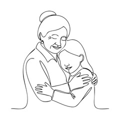 old mother and daughter outside, elderly woman with daughter. feeling happy of family relationship. retirement age. Elderly care concepts of motherhood. Vector illustration isolated
