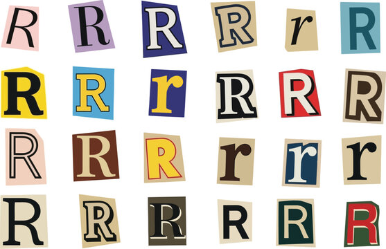 Ransom note letters cutouts alphabet r vector image resource