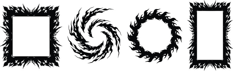 Obraz premium Vector black flame frames and borders for design and decoration