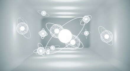 Generative AI Creation Process Abstract Spheres Digital Intelligence Data Flow Neural Network Concept