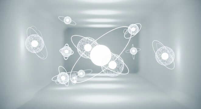 Generative AI Creation Process Abstract Spheres Digital Intelligence Data Flow Neural Network Concept