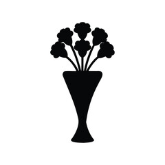 Elegant silhouette of flowers in a minimalist vase, striking modern design