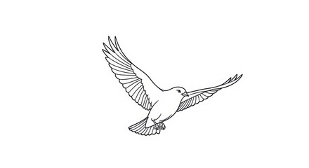 Obraz premium Captivating sketch of a majestic eagle soaring through the sky with wings spread wide in dynamic flight silhouette