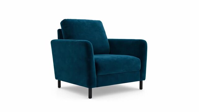 Teal Velvet Armchair on White - A stylish teal velvet armchair with black legs is shown isolated on a white background.