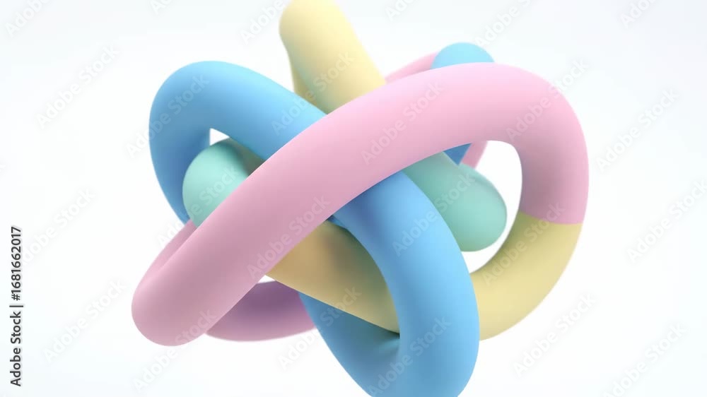 Aufkleber abstract pastel knot design - intertwining pastel-colored tubes form an abstract knot shape against 