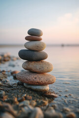 Fototapeta premium Balanced Composition of Smooth Stacked Stones