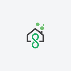 A digital-themed logo featuring a house with a modern, curving 'S' shape. Perfect for smart home technology, digital real estate, or tech startups.