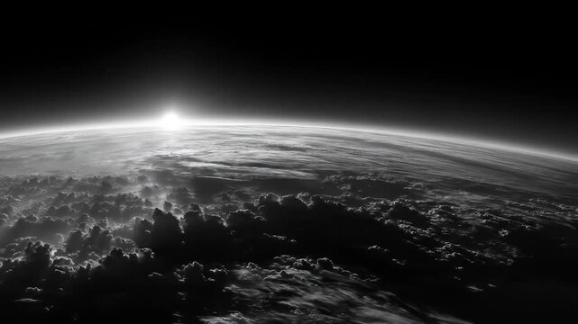 Celestial Dawn: Witness the breathtaking moment as the sun's radiant glow illuminates the atmosphere and unveils the earth from the darkness of space, a stunning view of the world.