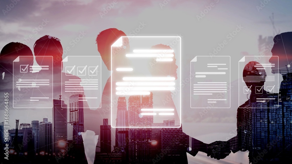Poster online document management, cloud-based document access, secure digital file storage, paperless docu