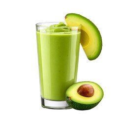 Realistic Avocado Smoothie Glass with Fresh Slice, Transparent PNG