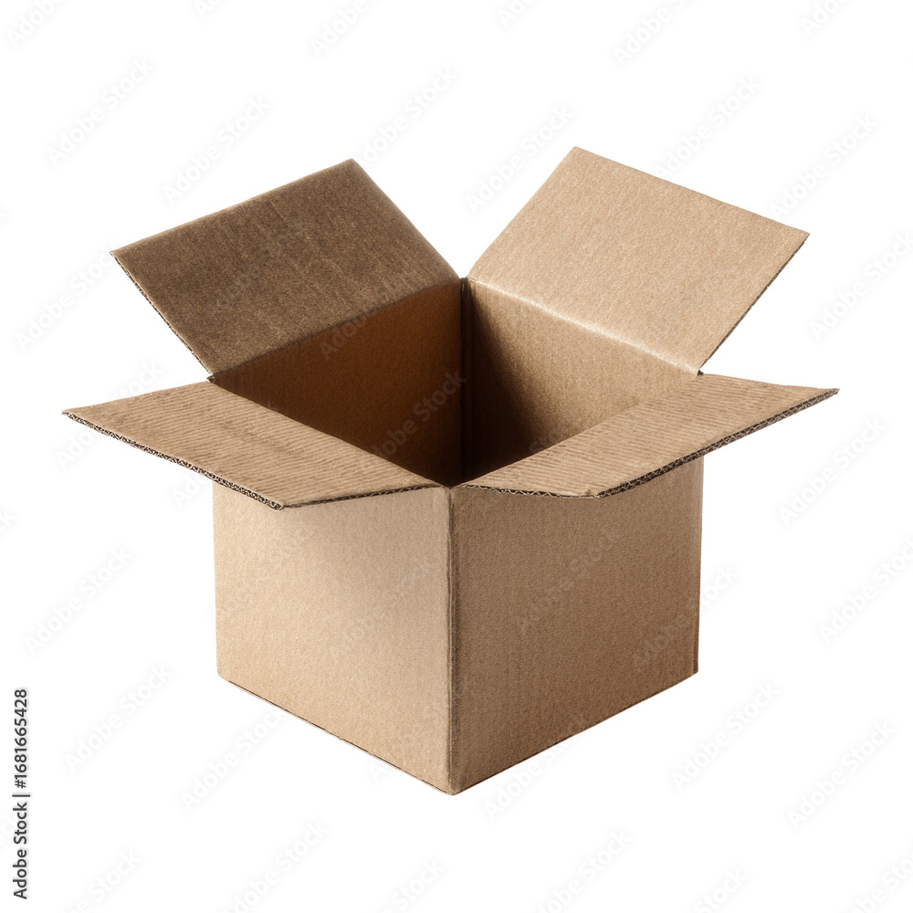 Poster empty cardboard container on isolated backdrop ideal for ecommerce mockups and graphic