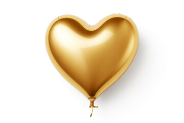heart form of gold shiny metallic balloon inflatable festival, isolated on white background