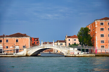 Old white bridge in Venice, Italy
