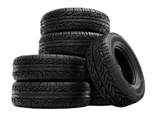 Stack of car tires isolated on transparent background