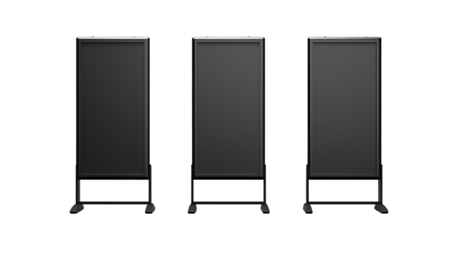 Set of blank standing blackboards for menu advertising and signage display isolated on white background