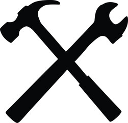 Professional minimalistic logo design of crossed hammer and wrench vector