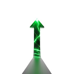Dynamic green electric arrow symbolizing rapid growth, power, and success for business reports, technological advancements, financial gains, and eco-friendly solutions,