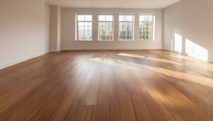 bright empty room with hardwood floor and windows