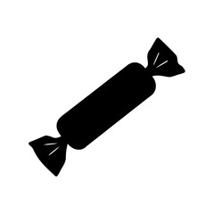Silhouette of wrapped candy in black on a white background image