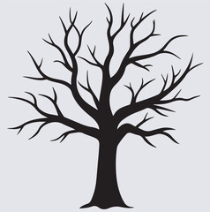 pointy branches dead tree silhouette vector art illustration, tree silhouette vector