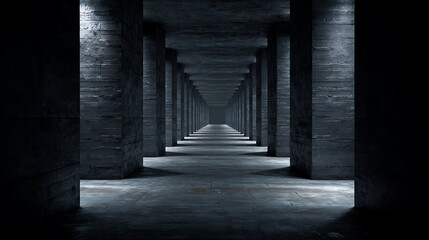 High-quality photo of abandoned tunnel corridor melancholic dark background. Generative AI technology.