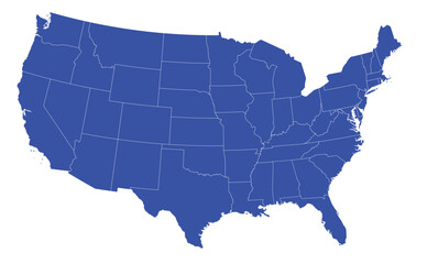 USA Map High Detail Blue with State Lines | United States Vector Illustration