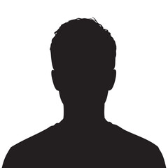 Silhouette portrait of a person anonymous male headshot profile front view isolated silhouette